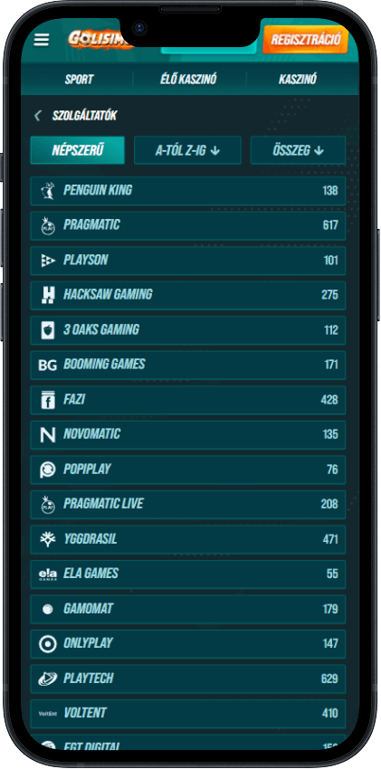 Golisimo Casino Játékszolgáltatók
